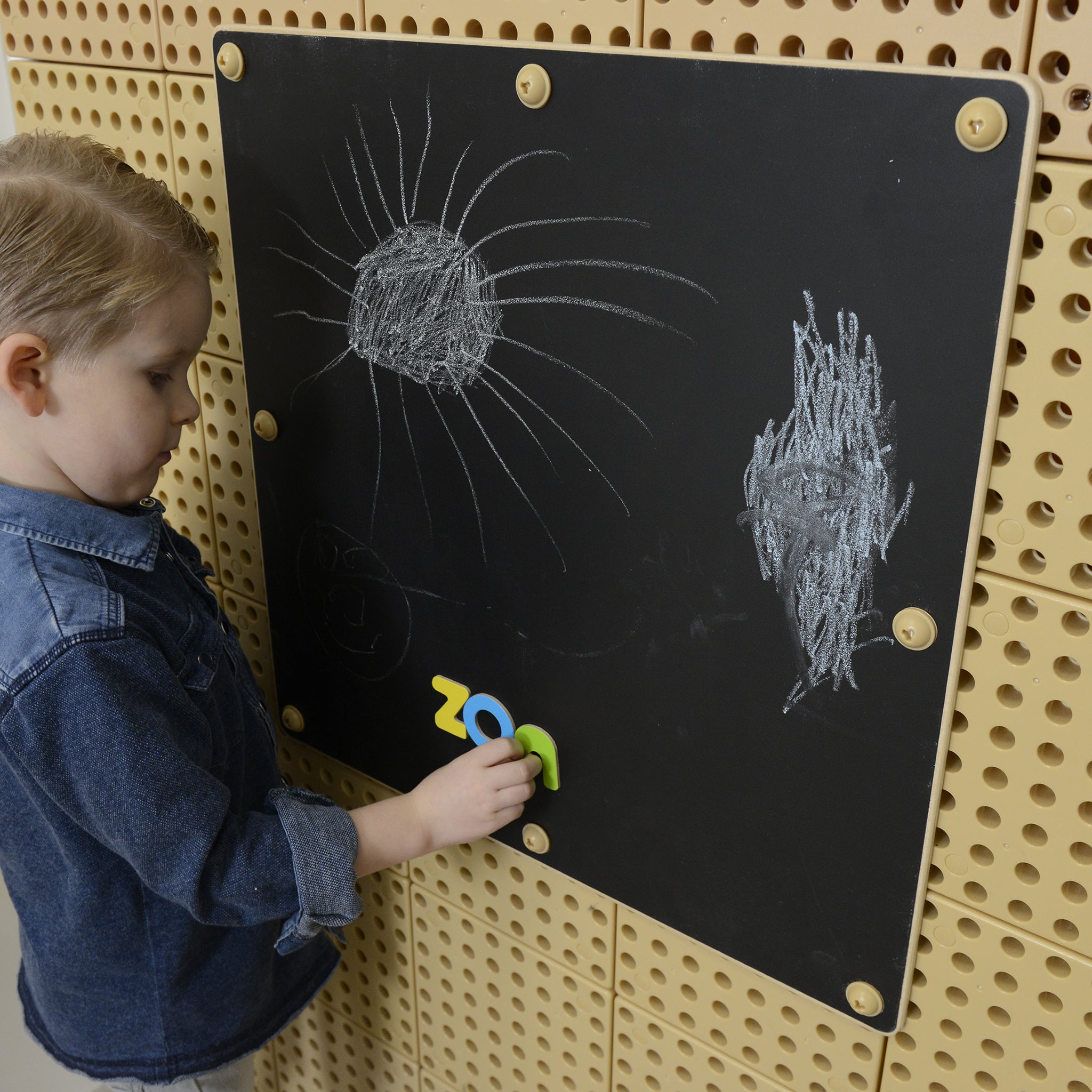 Masterkidz 548H x 548L Double Sided Magnetic Chalk Board and Plain Wood Panel